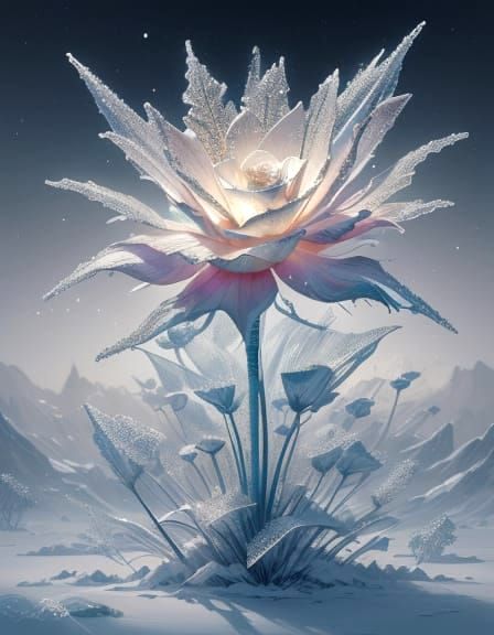 Opalescent Frost Rose in Vivid Sunset Style