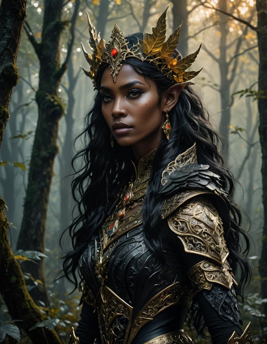 Stunning Dark Elf Portrait in Misty Forest