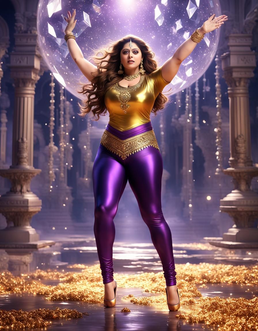Indian Actress in Purple Leggings: Digital Art