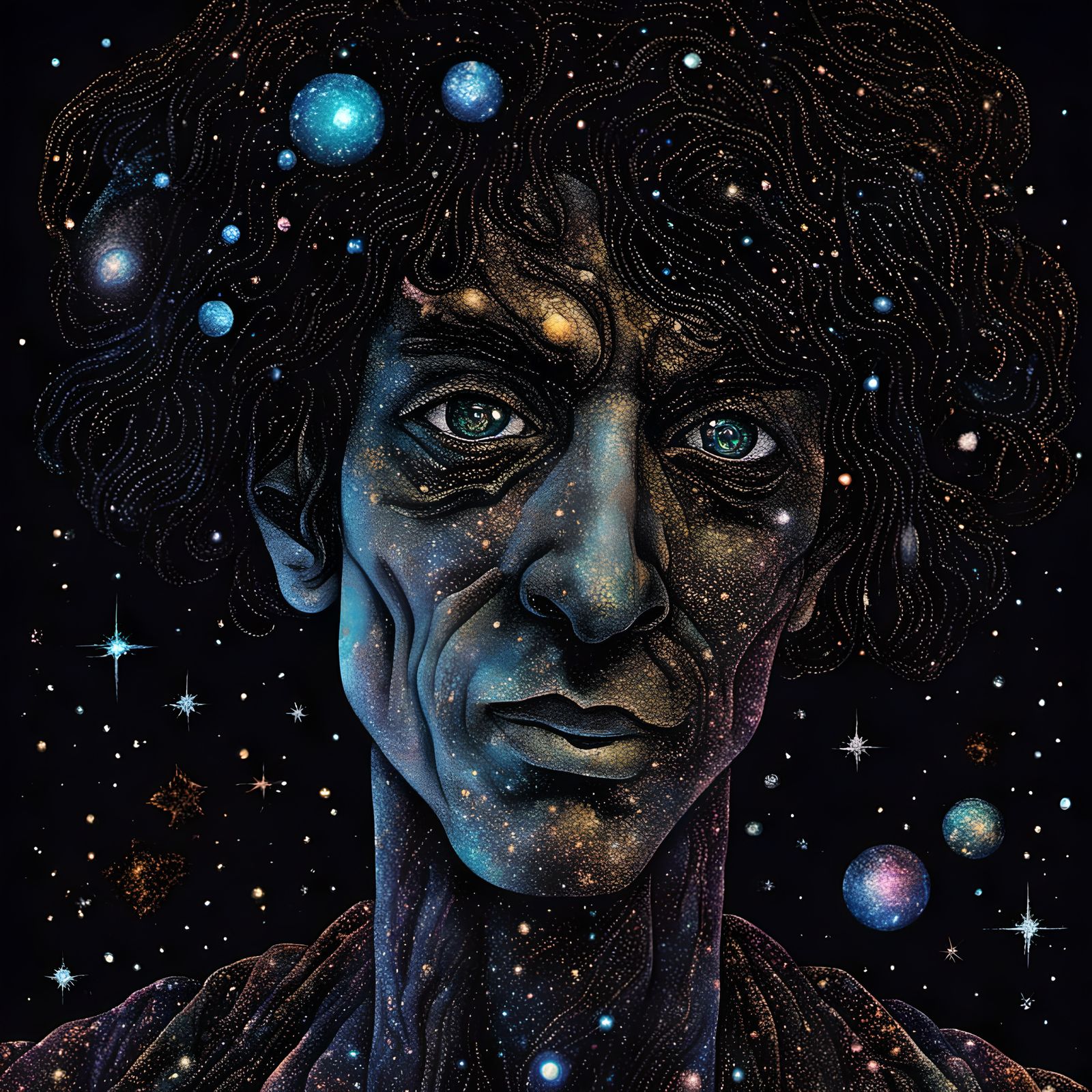 Cosmic Sandman in Astral Dreamscape by Amaringo