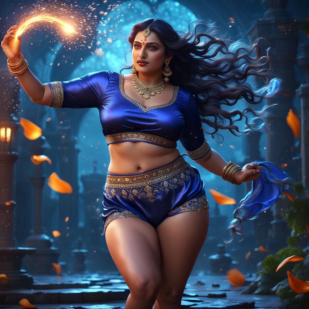 Fantasy Indian Beauty in Satin Bloomers