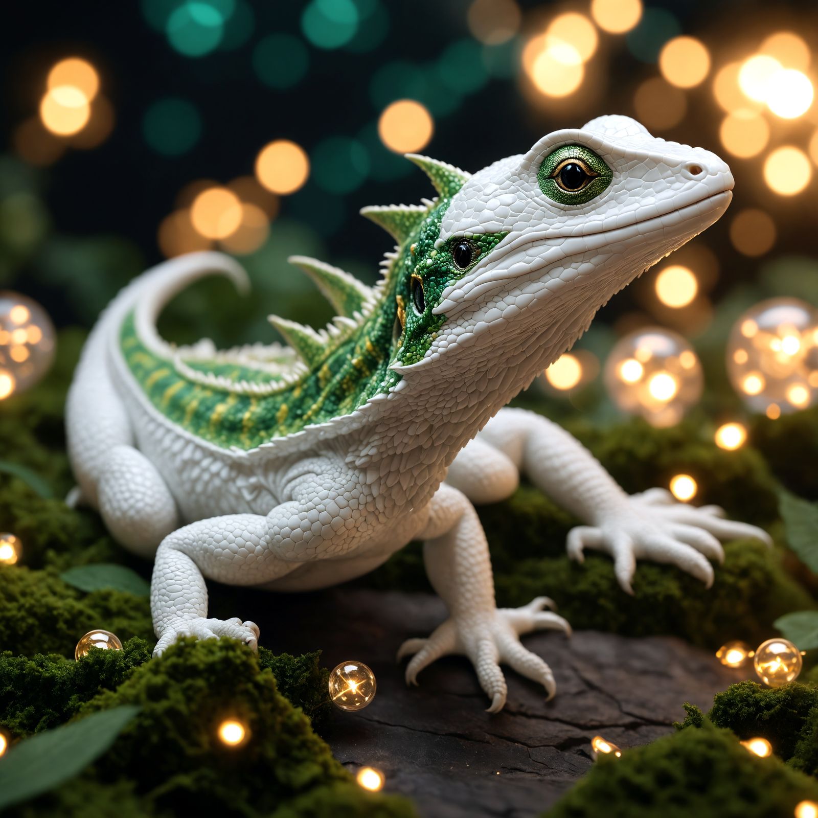 Intricate Porcelain Lizard with Golden Details