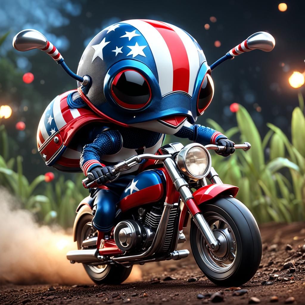 Adorable Weevil Motorcycle Crash in 3D Cinematic Style