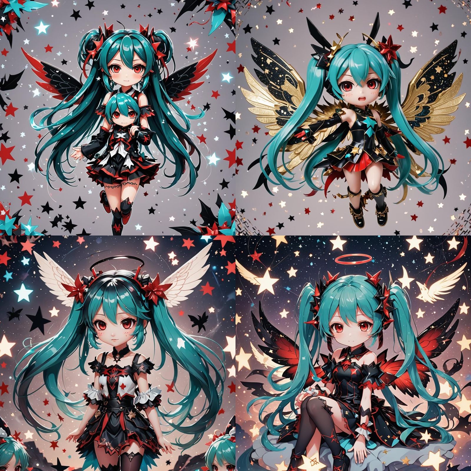 Demonic Chibi Hatsune Miku with Fairy Wings