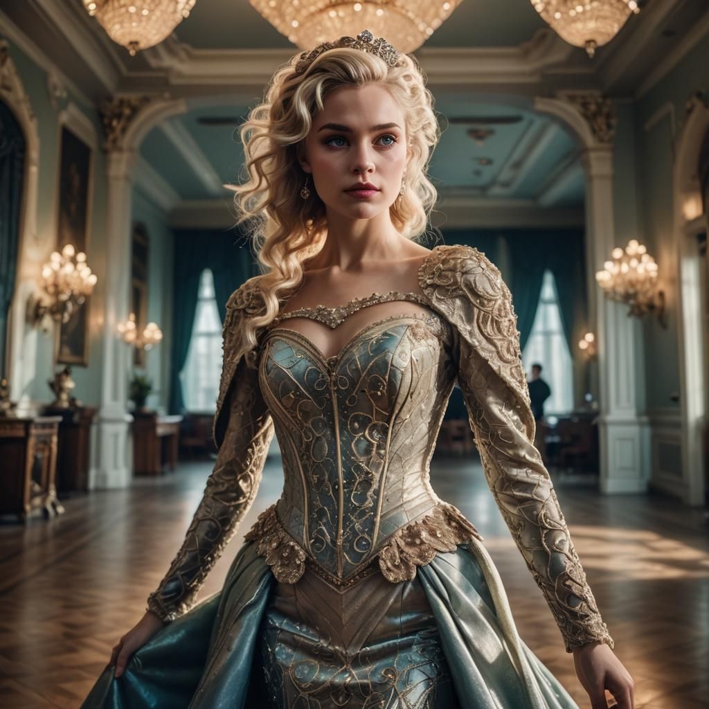 Woman in Fantasy Dress in Hyper-Realistic Photo