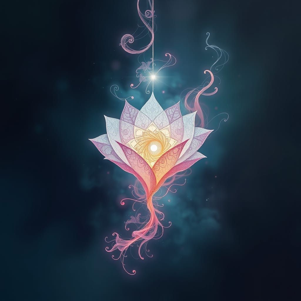 Ethereal Petal Form with Zentangle Patterns