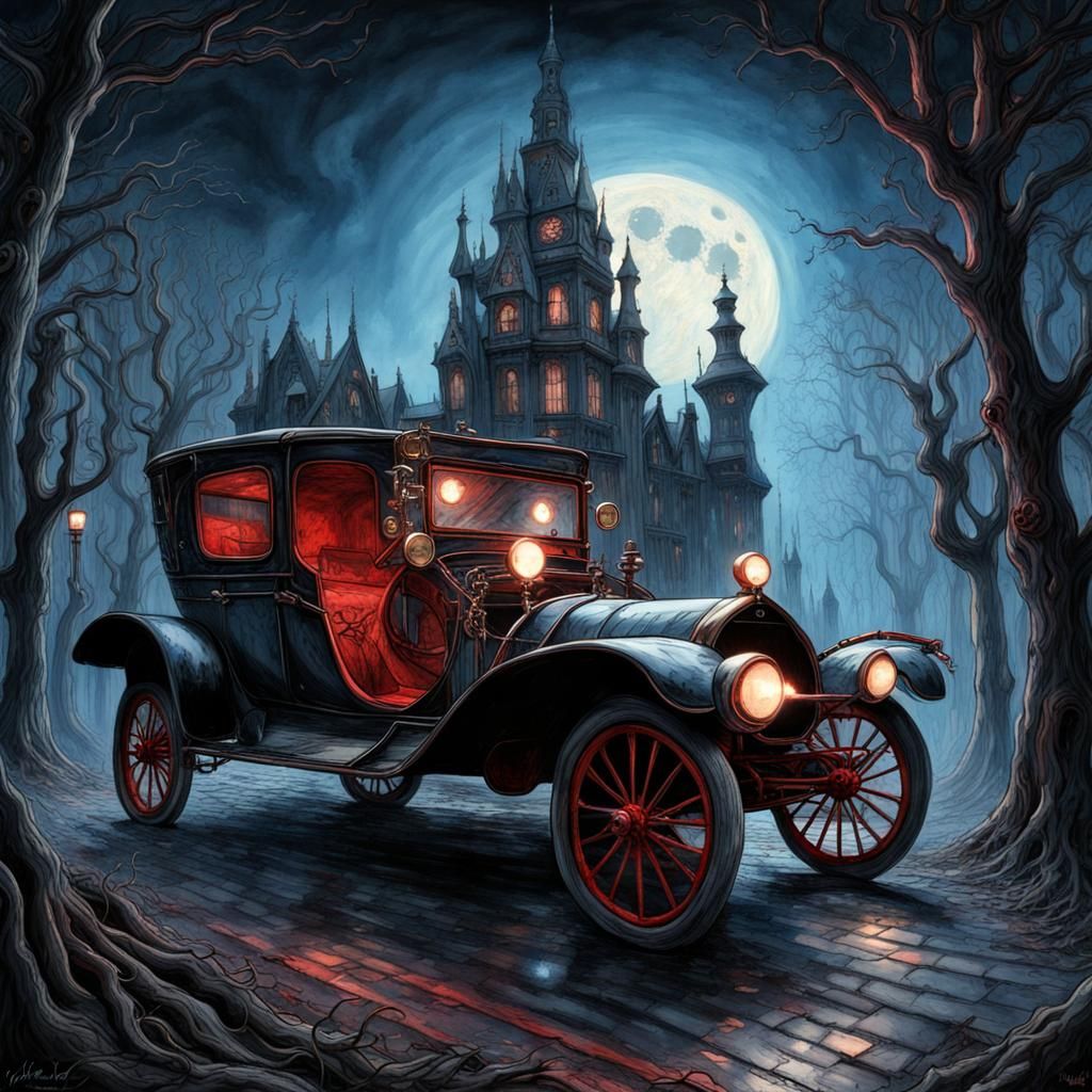 Scary Hellcar in Gothic Victorian City