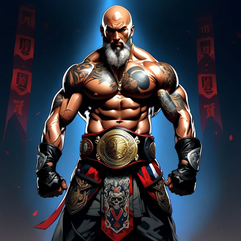 Tattooed Anime Champion Celebrates Victory