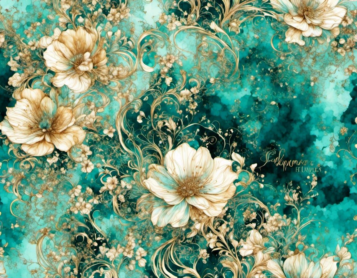 Ornate 'AI Art' Word Art with Golden Details