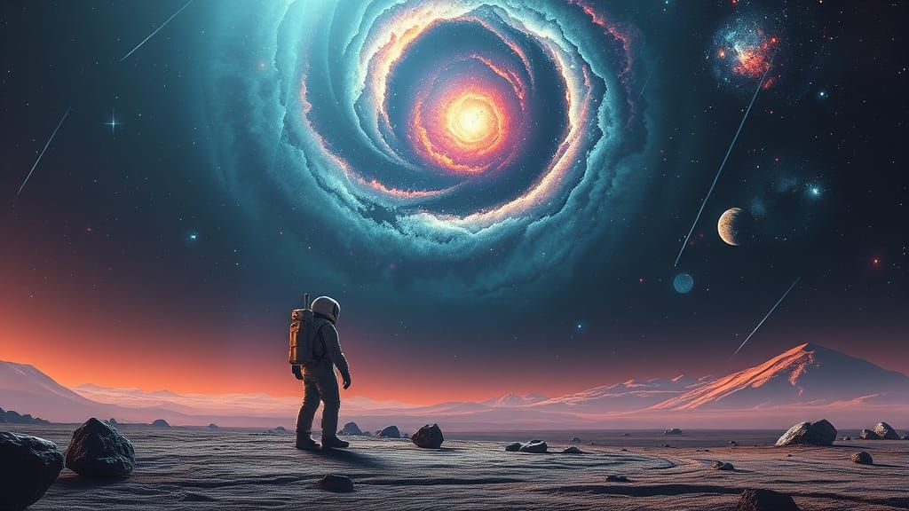 Astronaut Gazing at Nebula in Sci-Fi Style