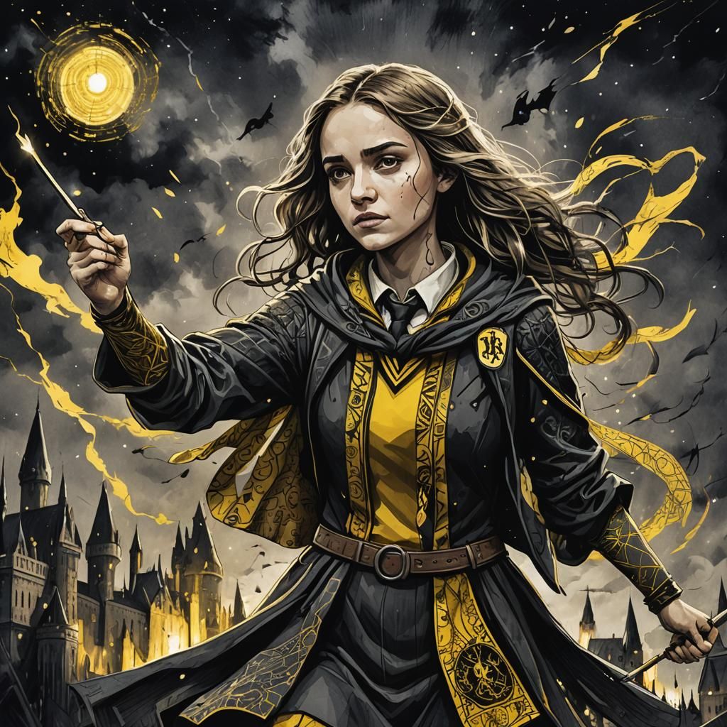 Hufflepuff Student's Dark Arts Defense: Fantasy Concept Art