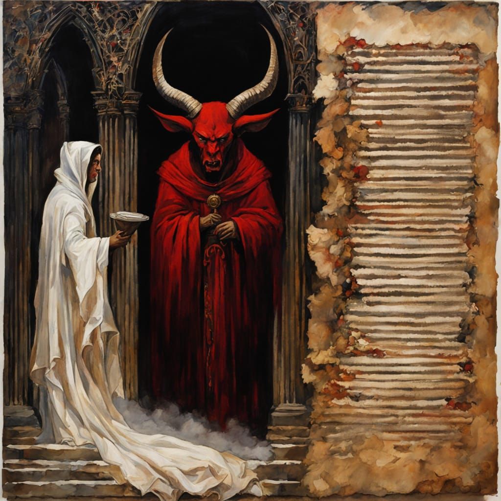 Medieval Red Demon Abandons Infant at Cathedral Door