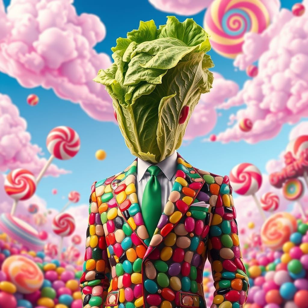 Surreal Sugar King Reigns Over Whimsical Candyland Landscape...