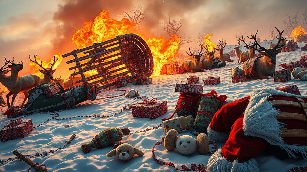 Devastated Winter Wonderland in Flames