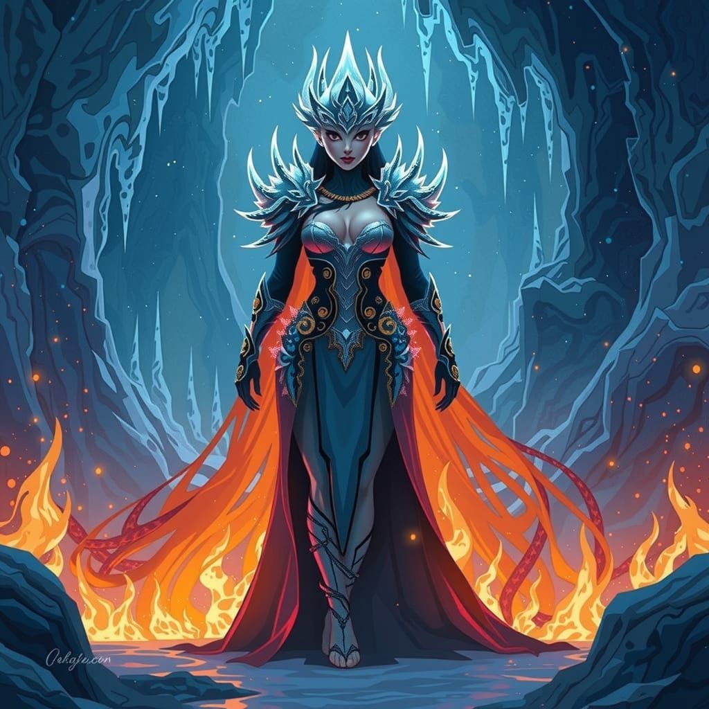 Minimalist Cartoon of a Woman with Long Black Hair