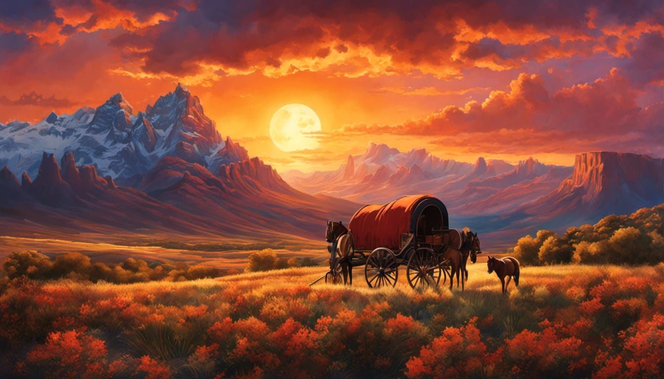 Cowgirl and Horse at Desert Campfire in Comic Book Style