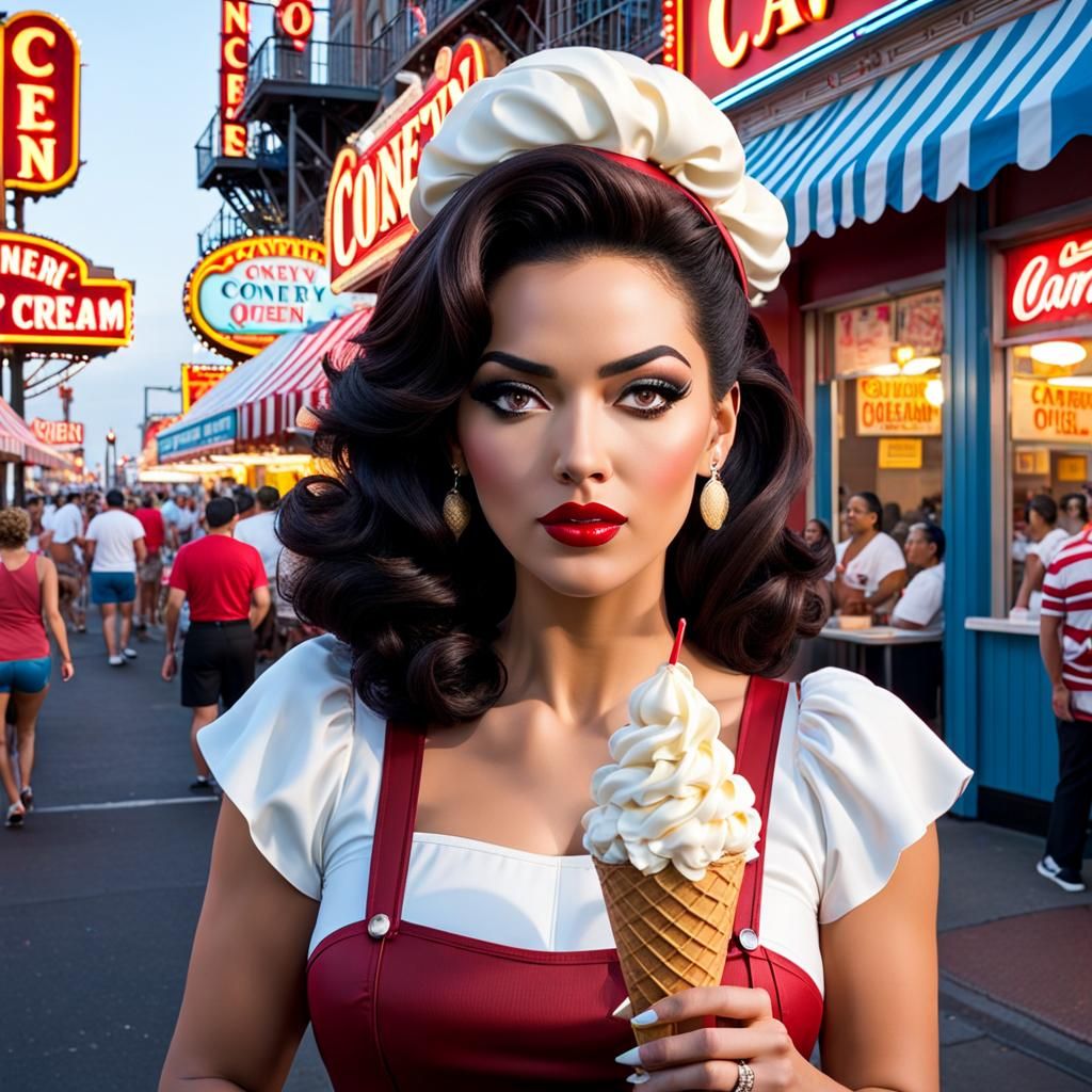 Carmen, Coney Island Queen Eating Ice Cream