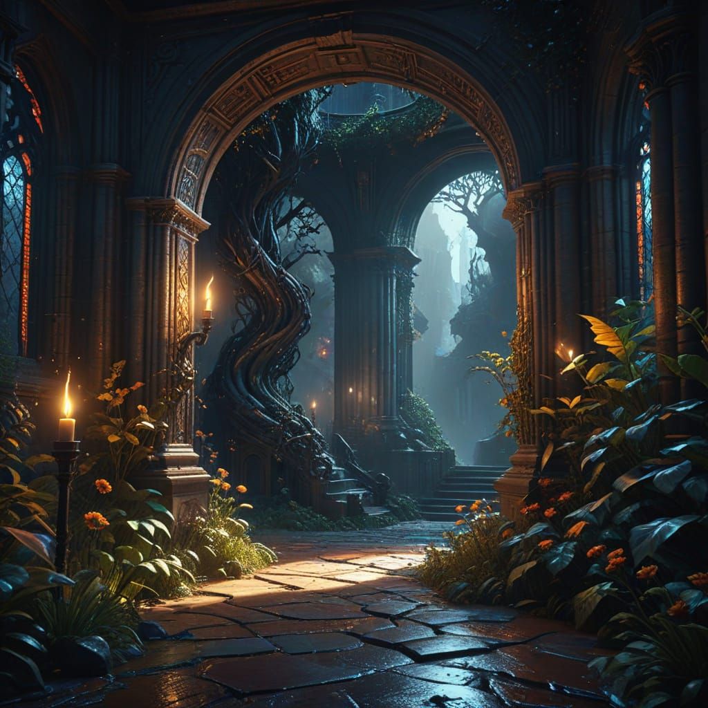 Fantastical Halls of Knowledge in Deep, Vibrant Colors