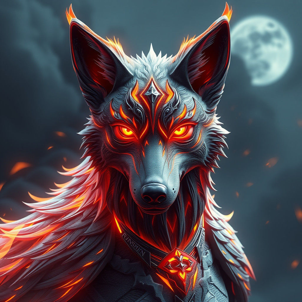 Fiery Anime Wolf in Ultra Detail