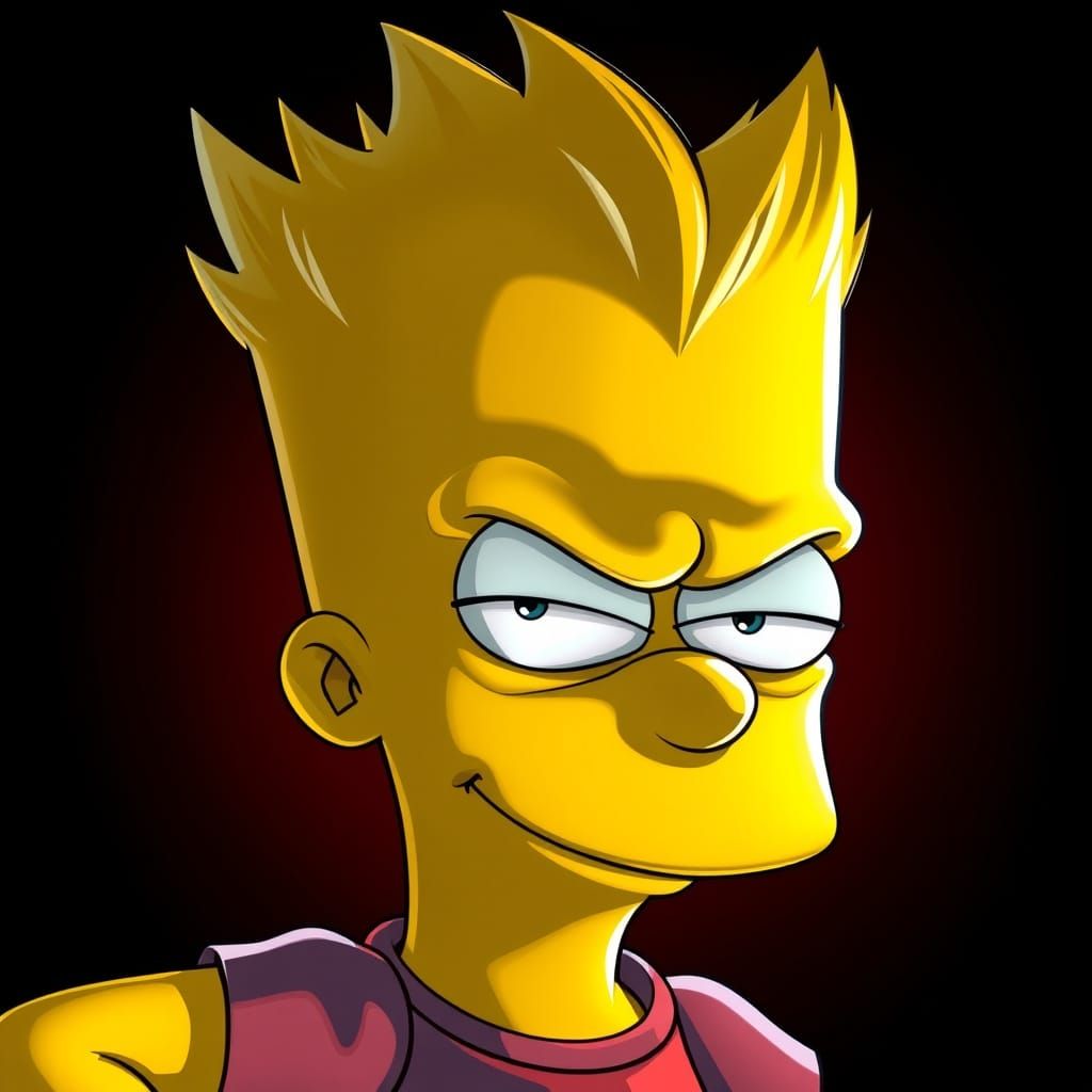 Mischievous Bart Simpson Concept Art Portrait in High Contra...