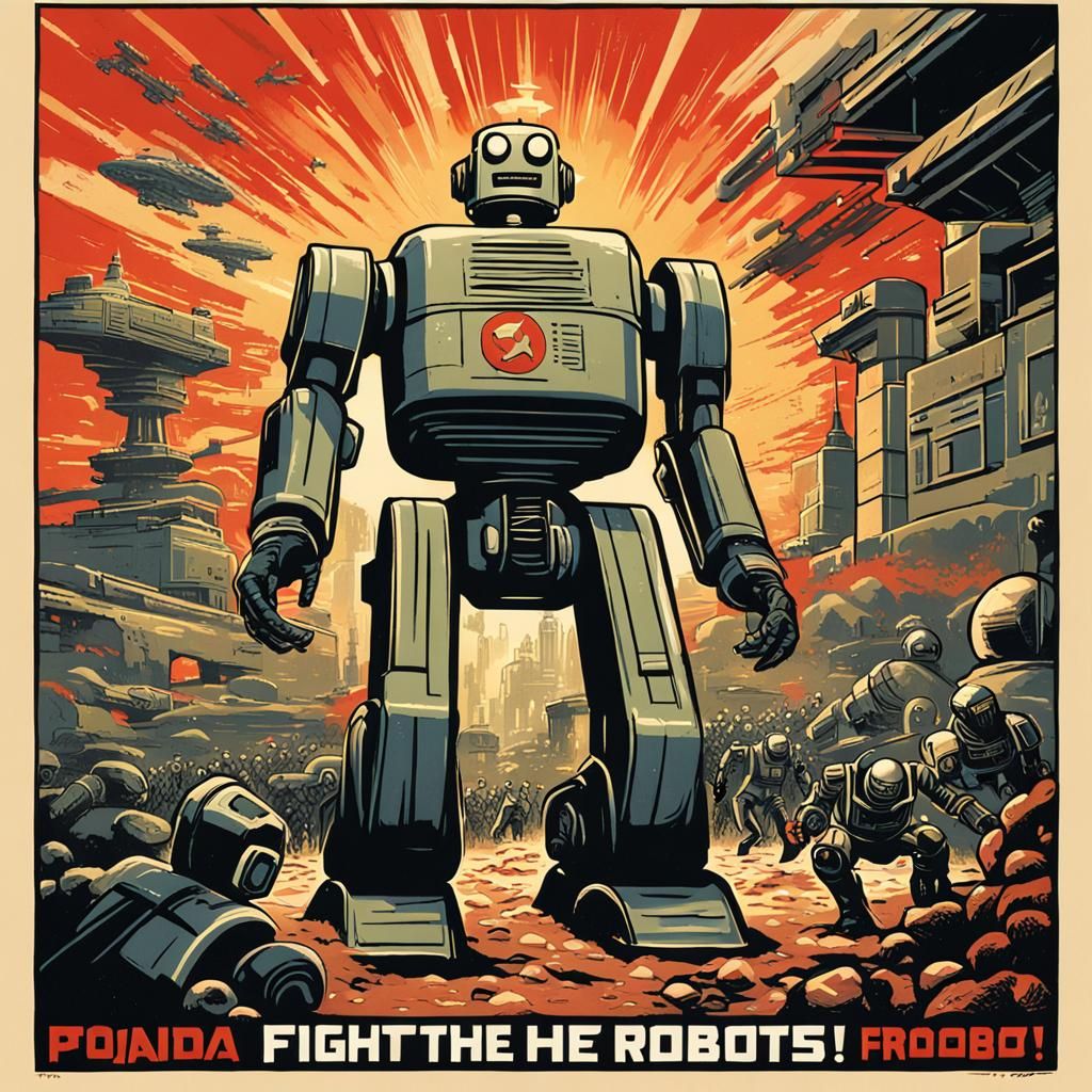 Fight the Robots! A Sci-Fi Propaganda Poster