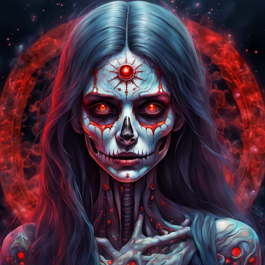 Astrally Illustrious Woman in Cosmic Hologram