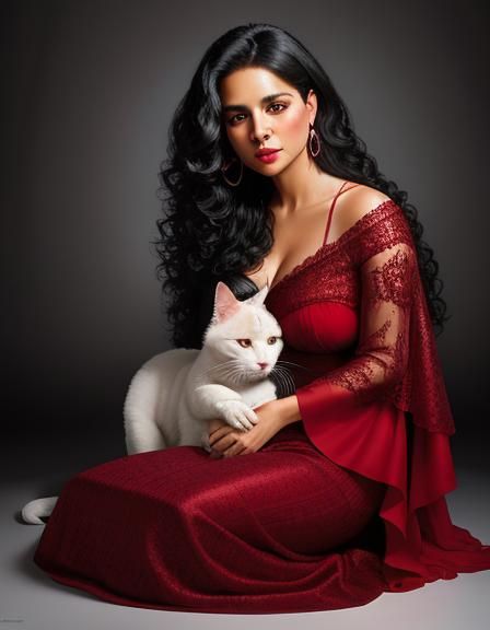 Latina with Cat: Professional Color Portrait
