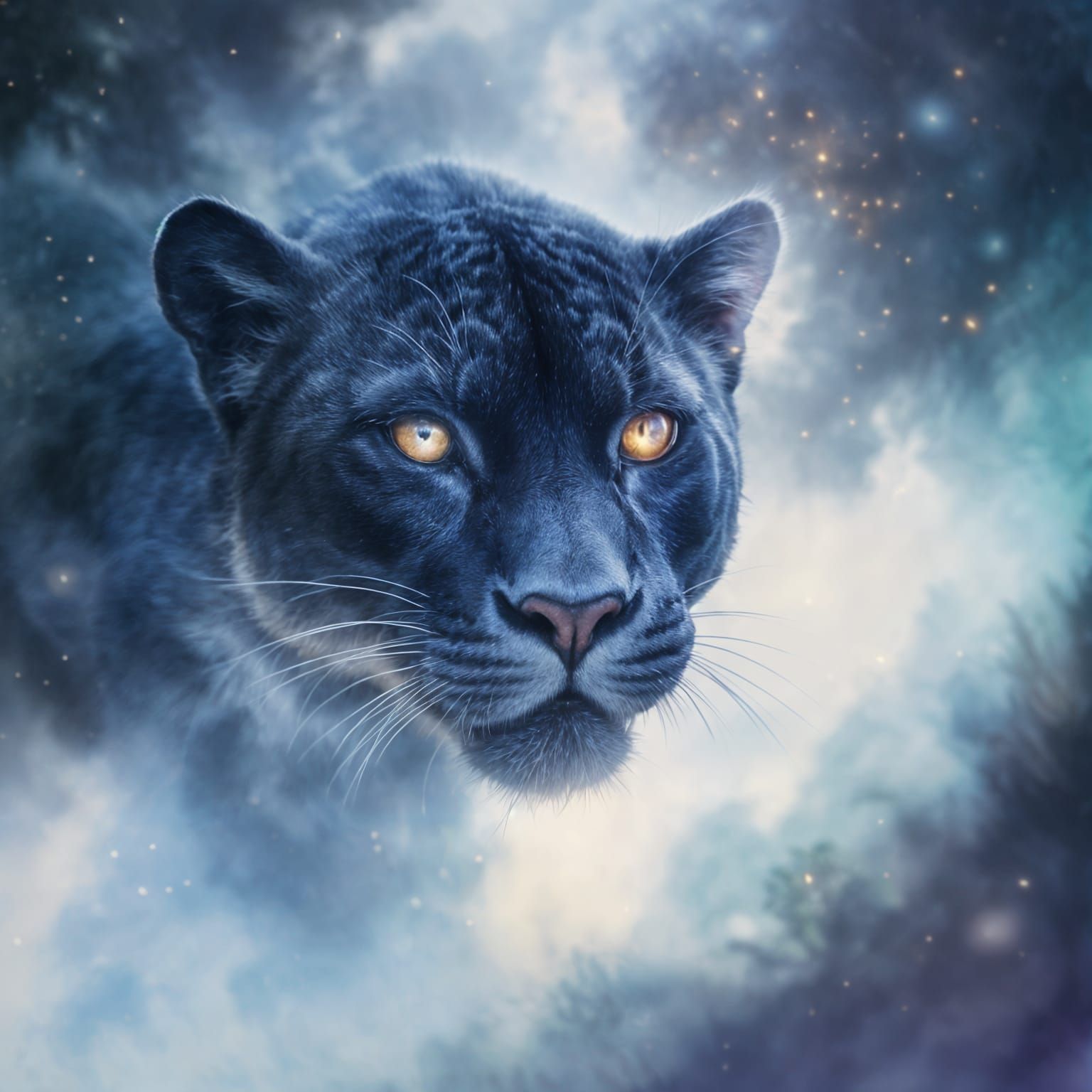 Ethereal Panther Emerging from Mystical Mist