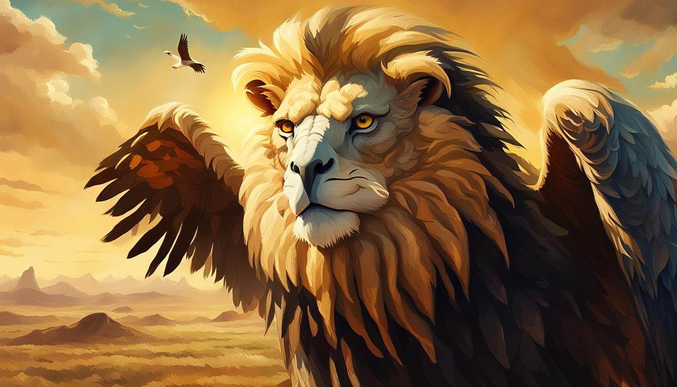 Majestic Gryphon-Lion Hybrid in Golden Light