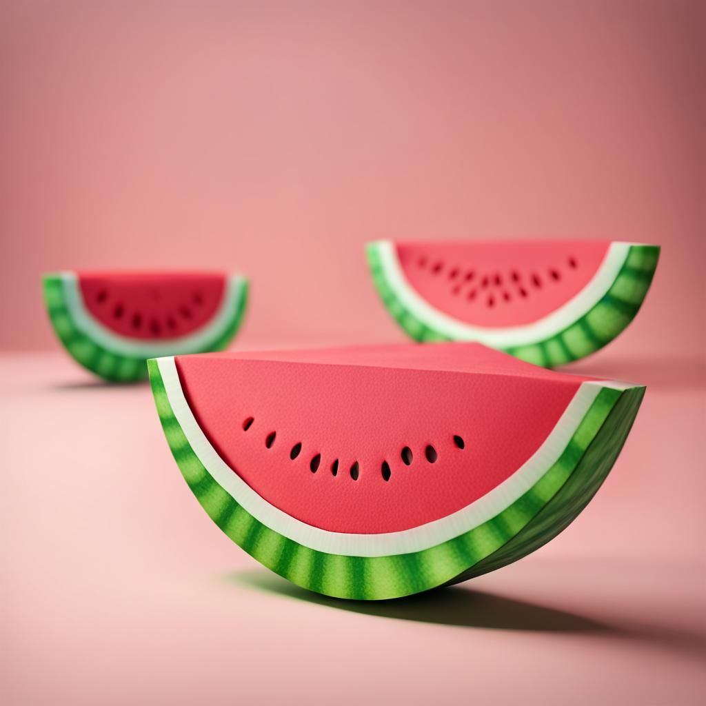 Origami Watermelon Slice Papercraft in 8K