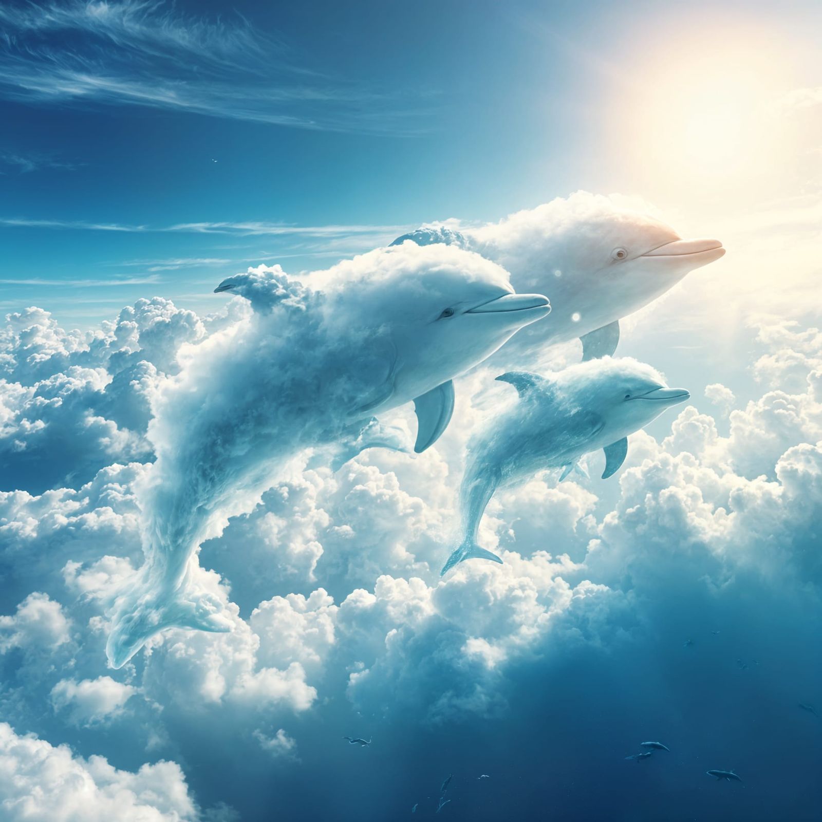 Dolphins in Ethereal Cosmic Harmony