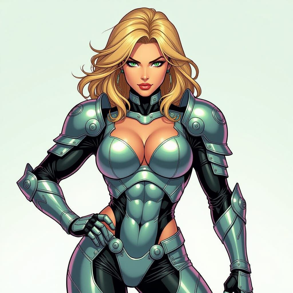 Heroic Warrior Woman in Vibrant Anime Style