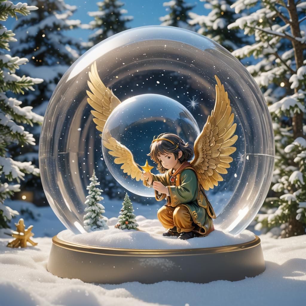 Angel in Snow Globe: Studio Ghibli Anime