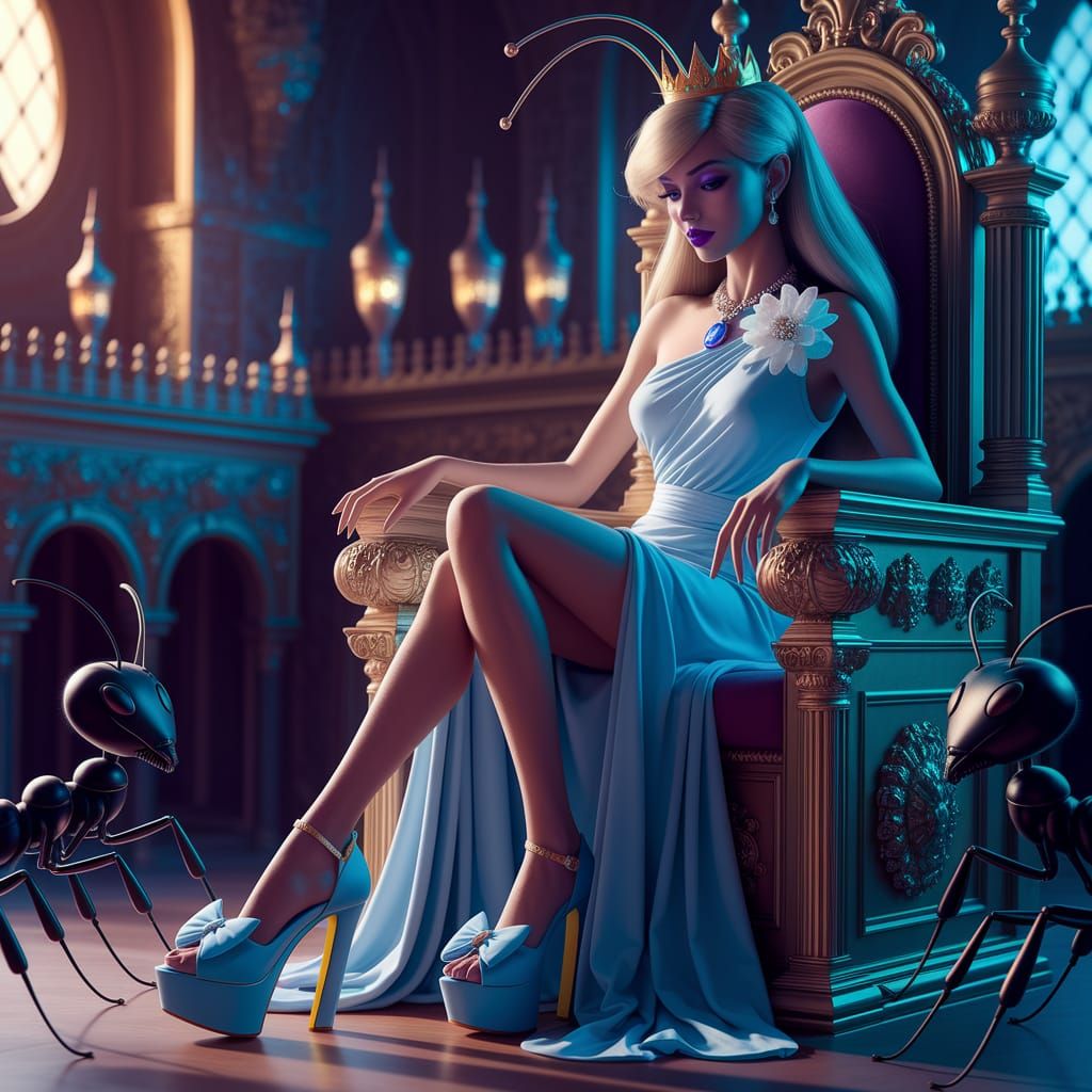 Anthropomorphic Ant Princess in Elegant Castle Setting