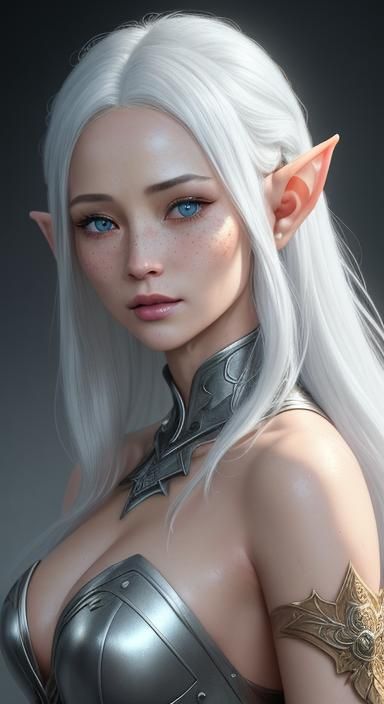 Elven Goddess Portrait in Hyperdetailed Fantasy Art