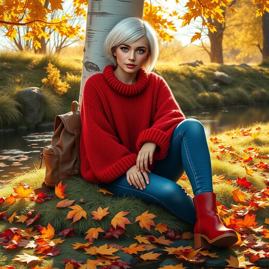 A vibrant scene featuring a beautiful and sassy young woman ...