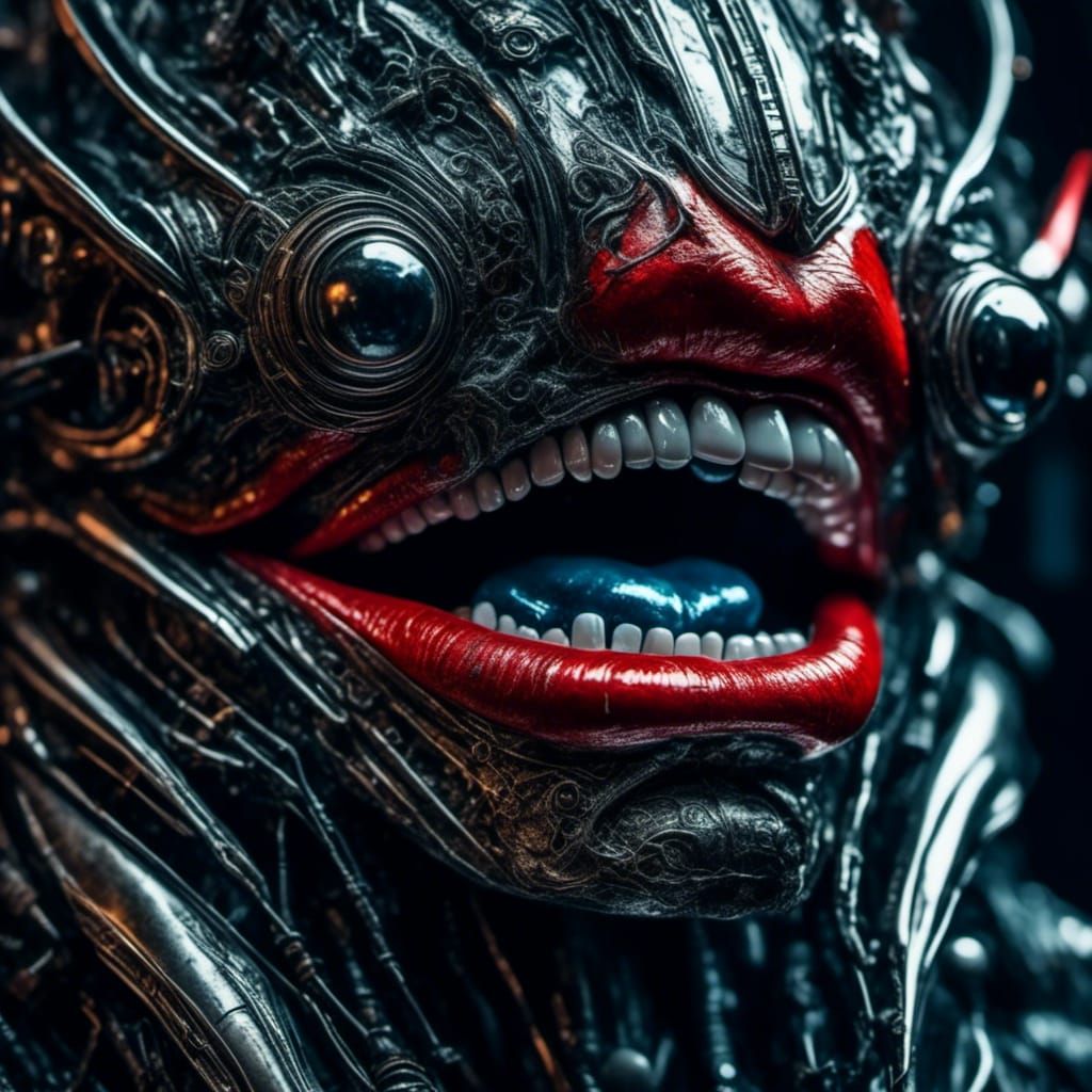 Exotic Alien Robot Eye and Mouth in Photorealistic Style