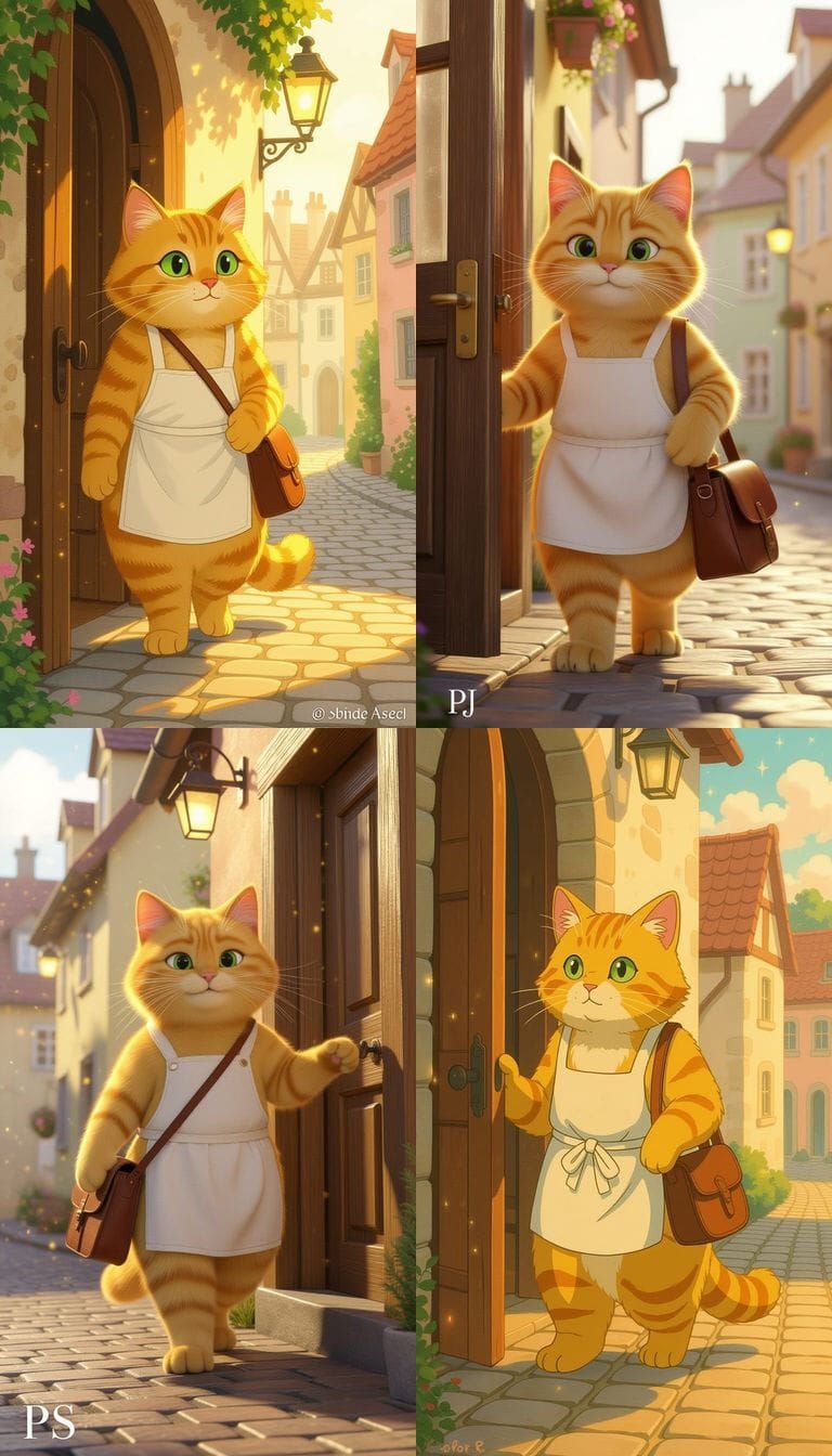 Yellow Cat in Cozy Morning Scene