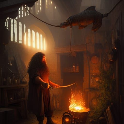 Hagrid Blacksmith: Dark Fantasy Concept Art