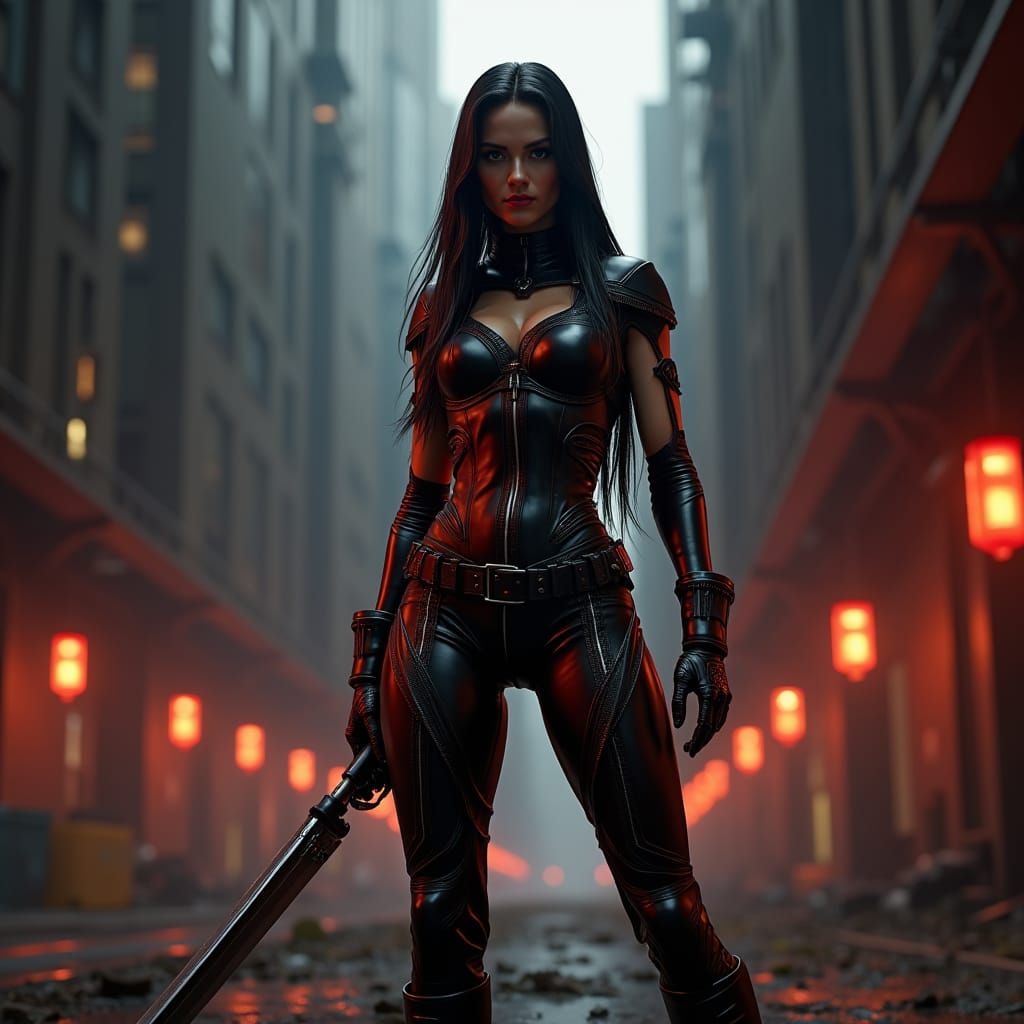 Elektra as Hyperrealistic 3D Rendered Action Figure