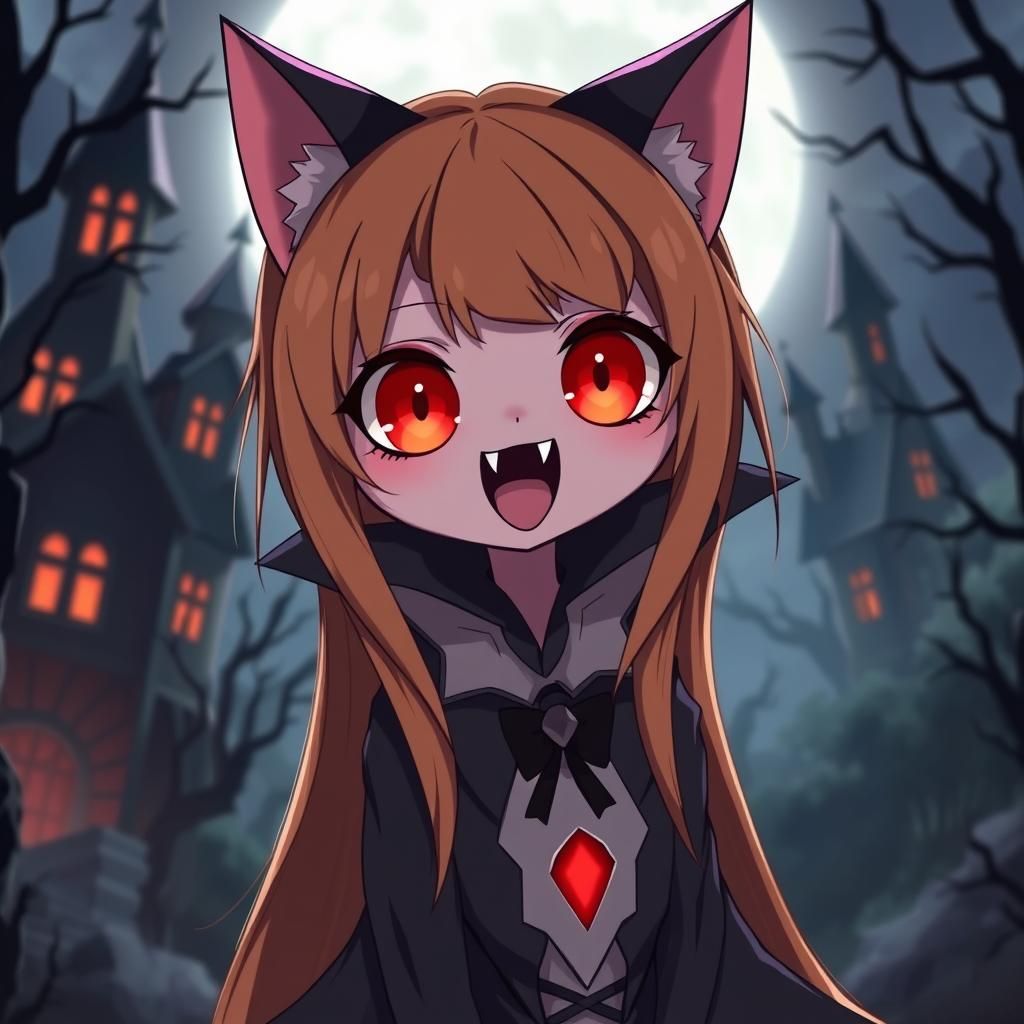 Anime Vampire Catgirl Ghoul in Enchanted Forest