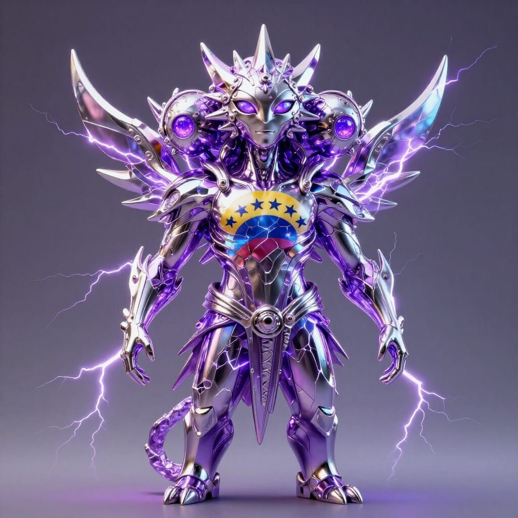 Futuristic Alien NFT with Iridescent Lightning Waves