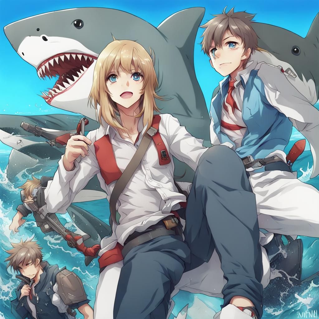Anime Shark-Human Hybrid Character Art