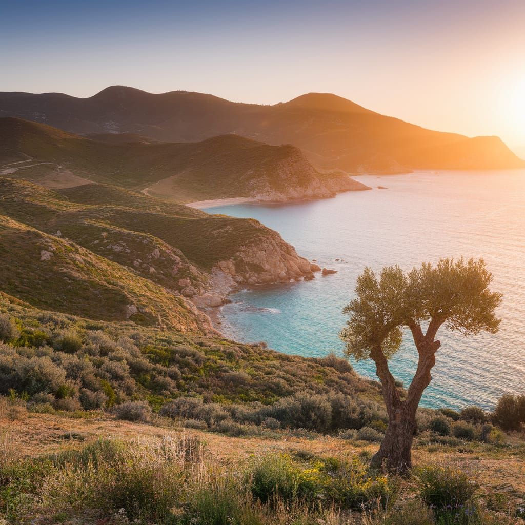 Golden Sunset Over Rugged Cyprus Coastline