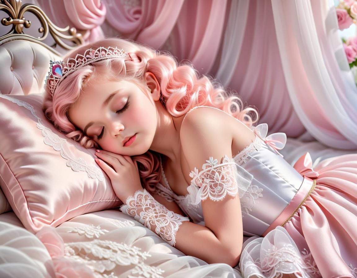 Sleeping Pink Princess in Pastel Colors