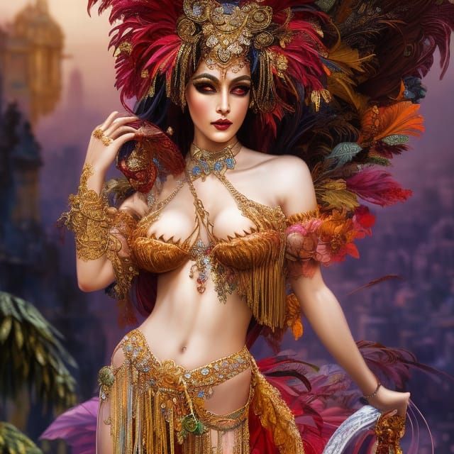 Rio Carnival Woman: Intricate Hyperdetailed Art