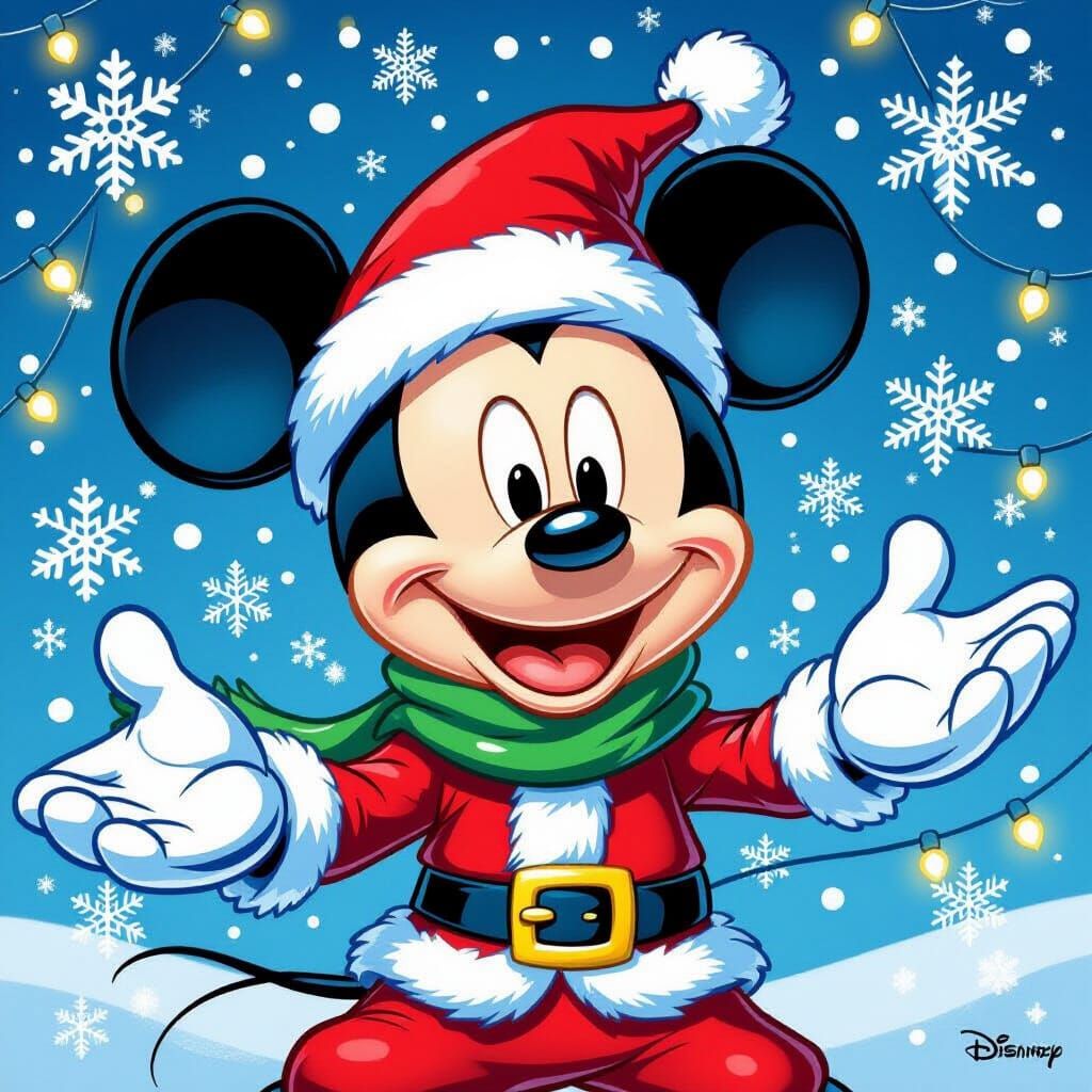 Mickey Mouse Celebrates Christmas in Comic Book Style