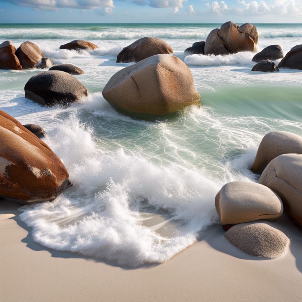 Florida Rock Beach with Coquina Boulders