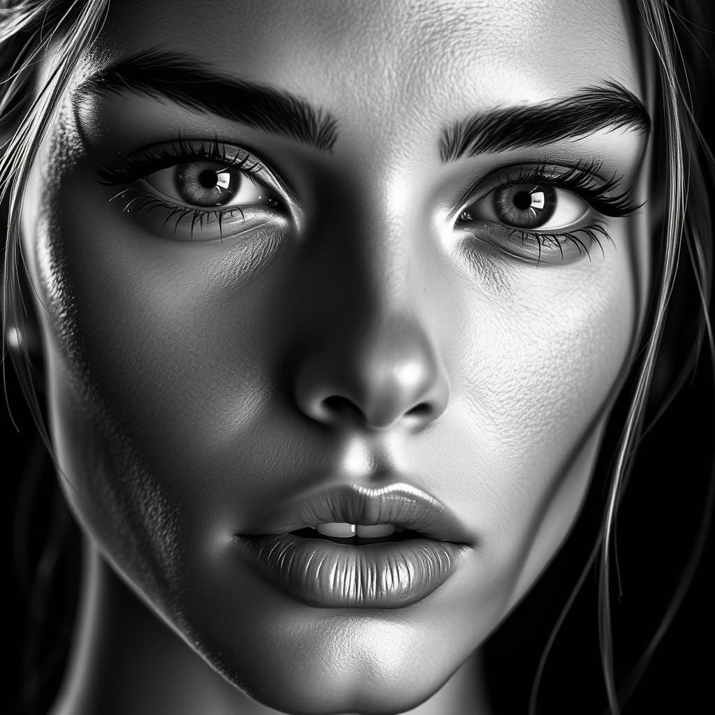 High-Contrast Black and White Portrait in Film Noir Style