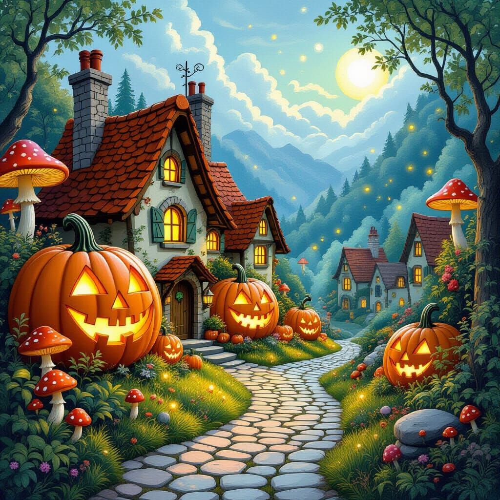 Pumpkin Village in Magical Bioluminescent Valley